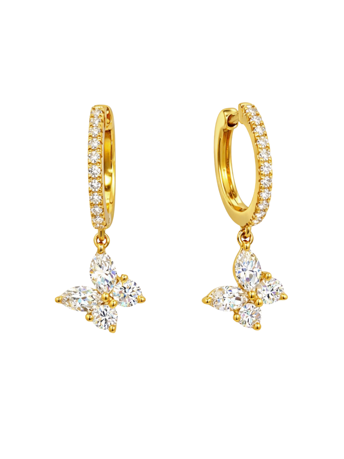 Bree Butterfly Diamond Huggie Earrings 14K