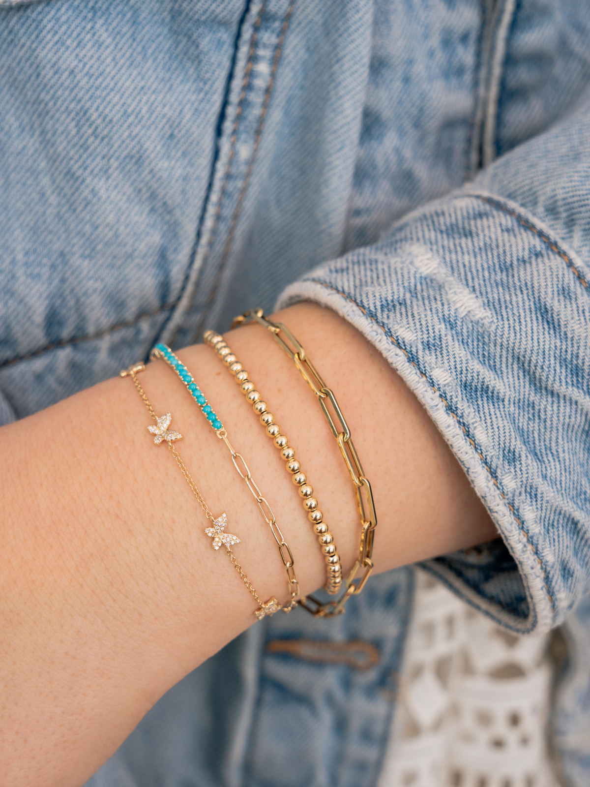 Hallie Diamond Butterfly Bracelet 14K