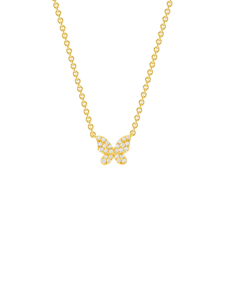 Hallie Diamond Single Butterfly Necklace 14K