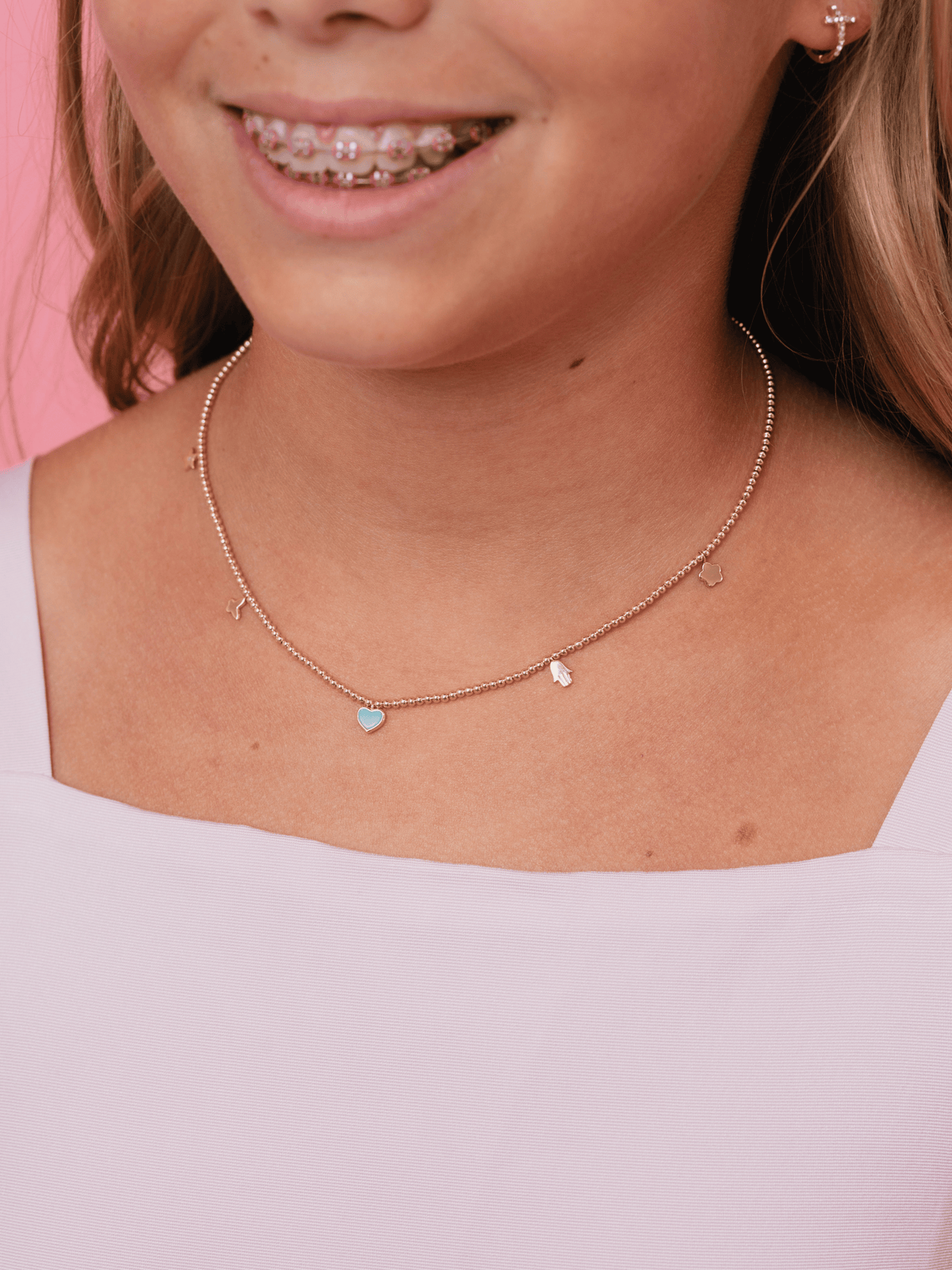 Caroline Charm Beaded Necklace - 2mm