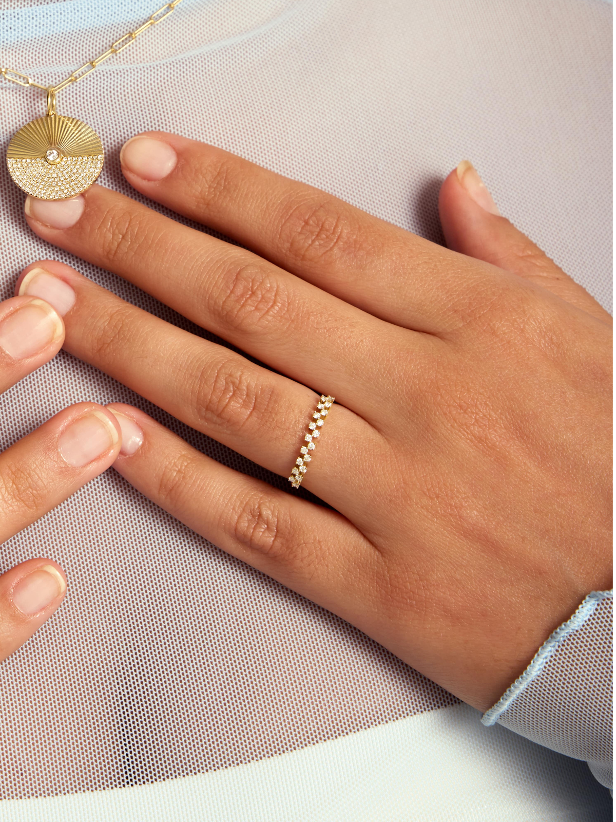 Checkered Diamond Ring 14K