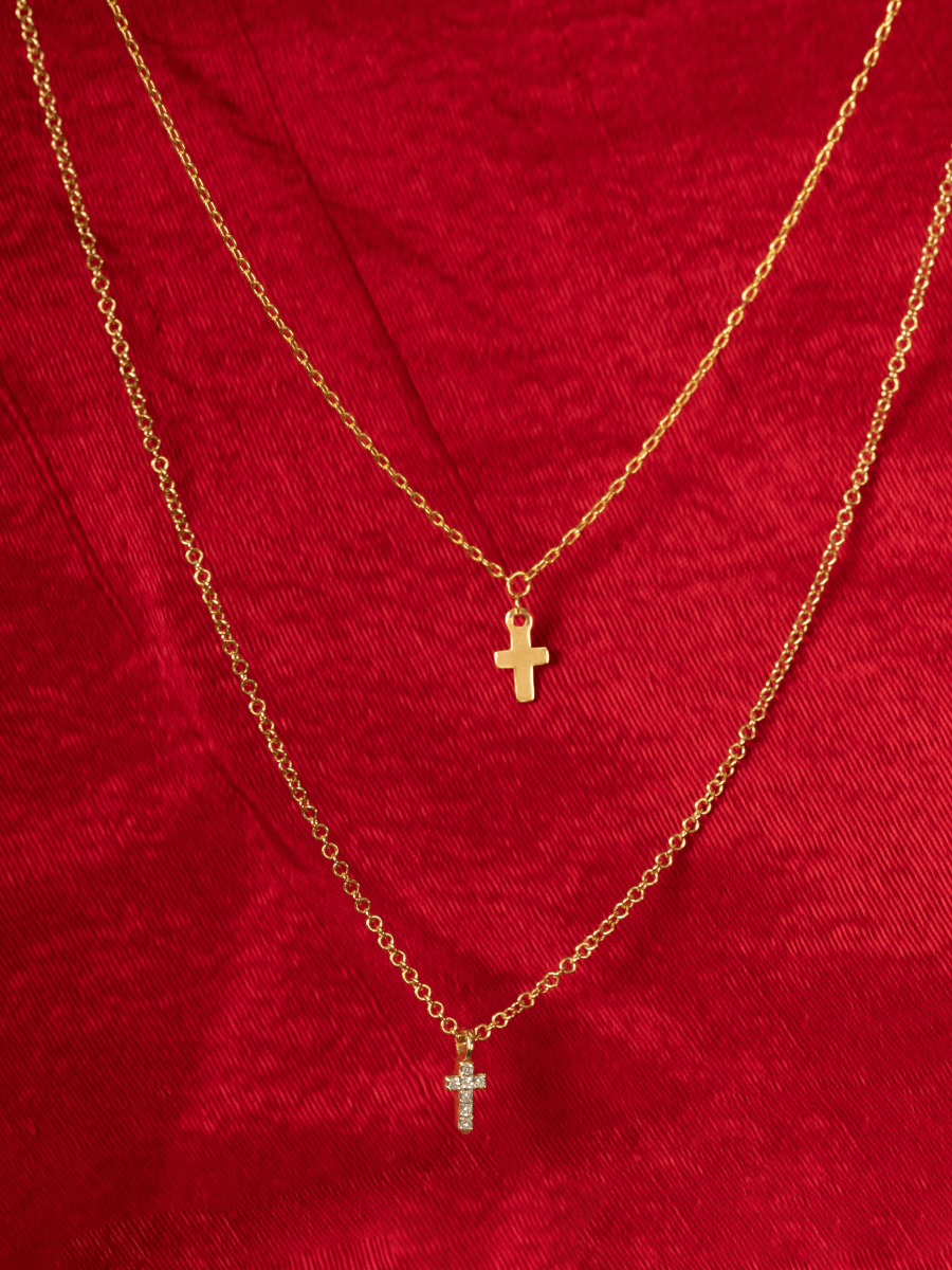 Tiny Cross Necklace 14K