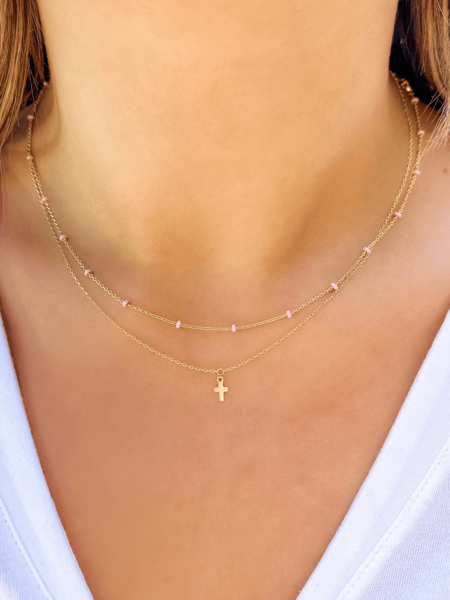 Tiny Cross Necklace 14K