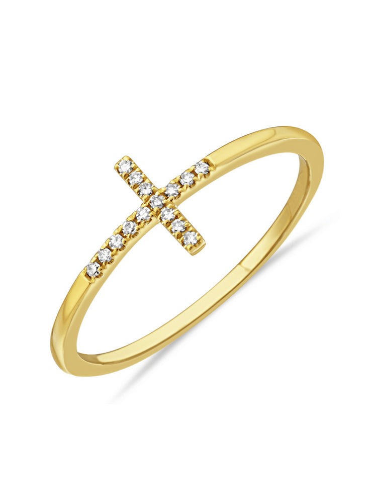 Diamond Cross Ring 14K