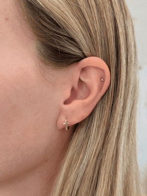 Charm Me Cross Huggie Earrings 10K