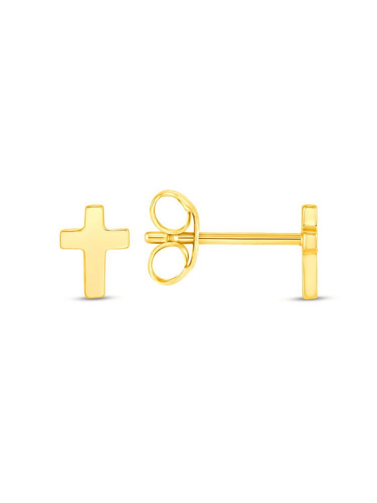 Cross Stud Earring 14K