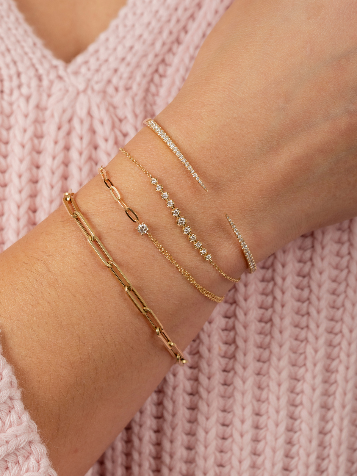 Jen Thin Diamond Claw Cuff Bangle 14K