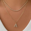 Diamond Initial Charm Necklace 14K