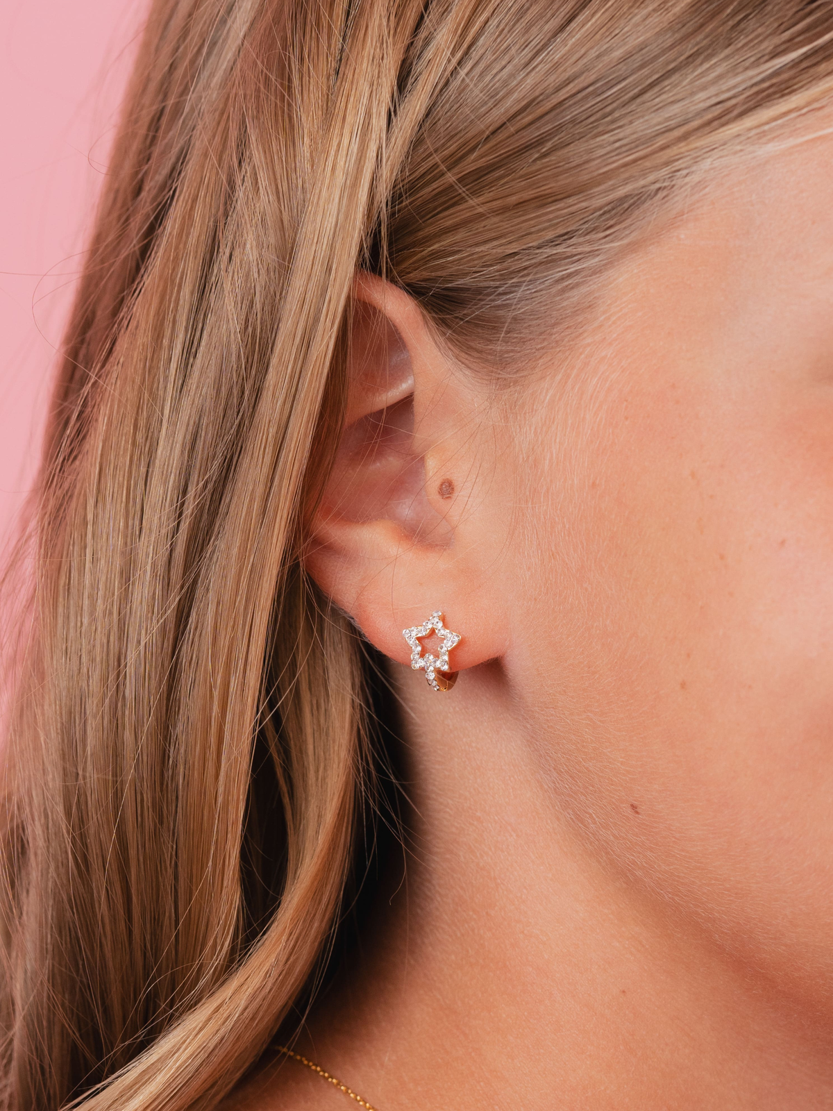 Star CZ Huggie Earrings