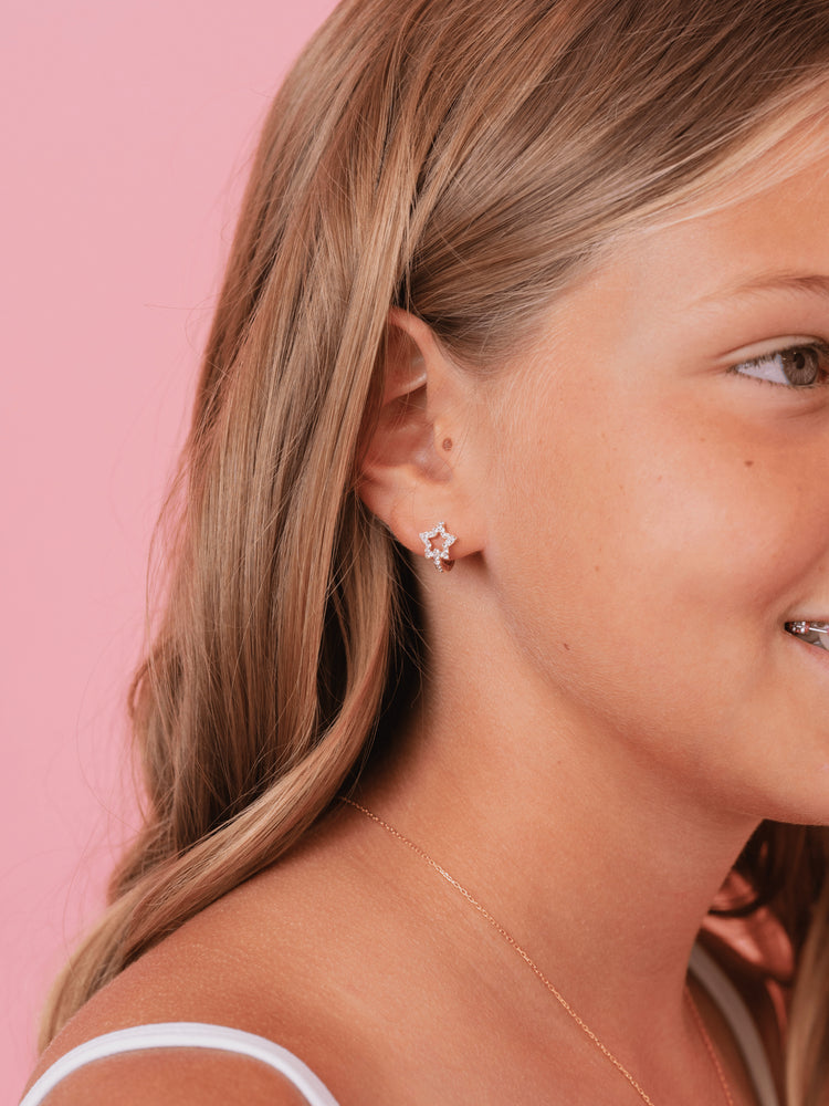 Star CZ Huggie Earrings