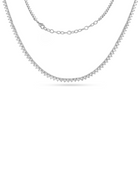 silver graduated cz tennis necklace with adjustable chain 