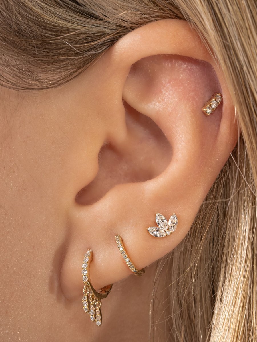Diamond Lotus Stud 14K - LeMel