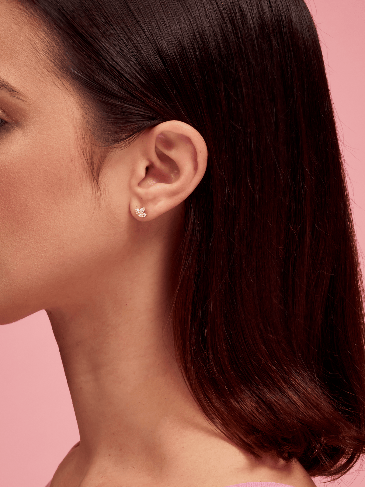 Diamond Lotus Stud 14K - LeMel