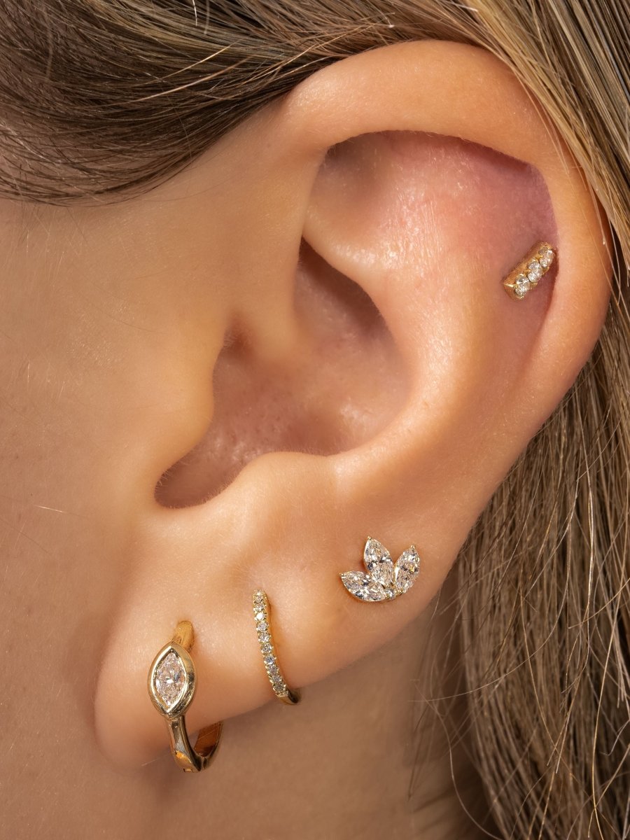 Diamond Lotus Stud 14K - LeMel