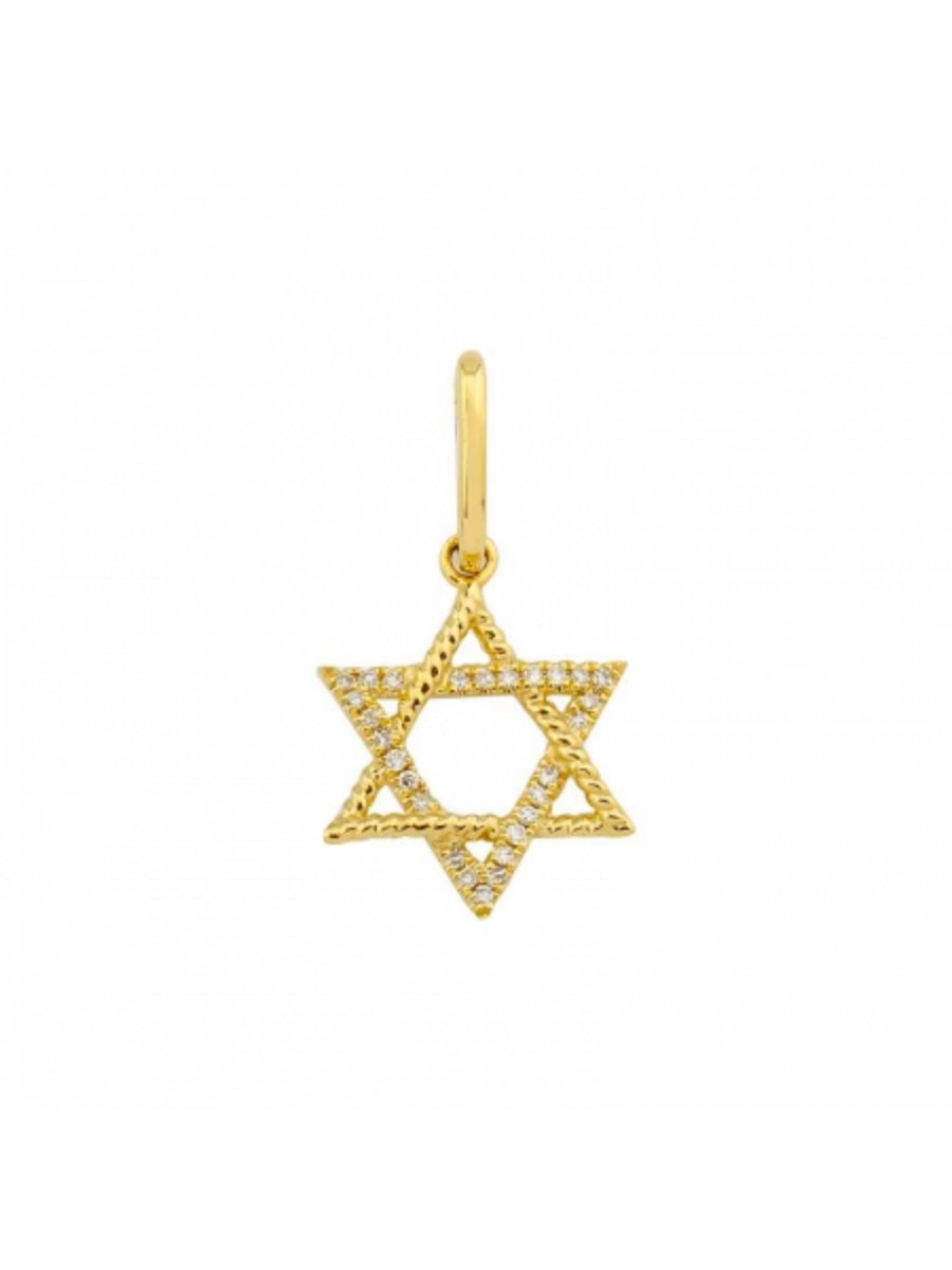 Diamond Star of David Charm 14K