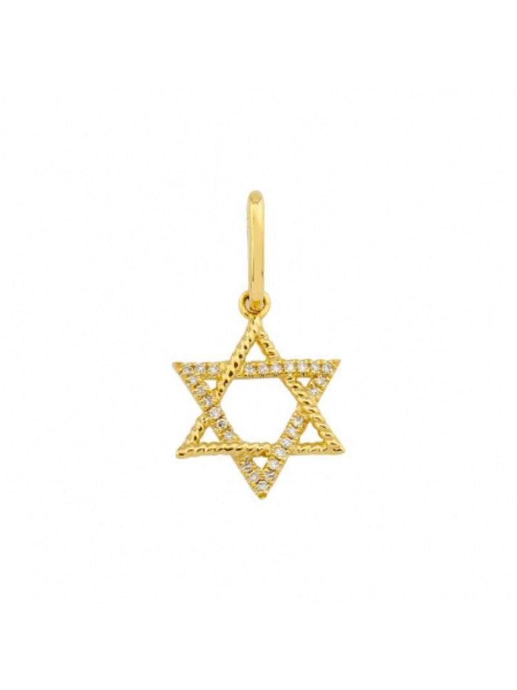 Diamond Star of David Charm 14K