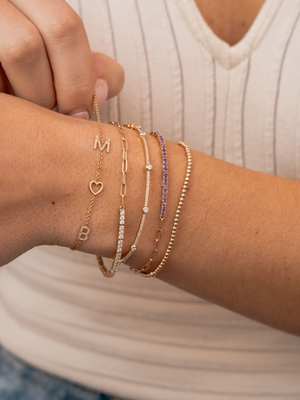 Birthstone Tennis Bracelet - April 14K