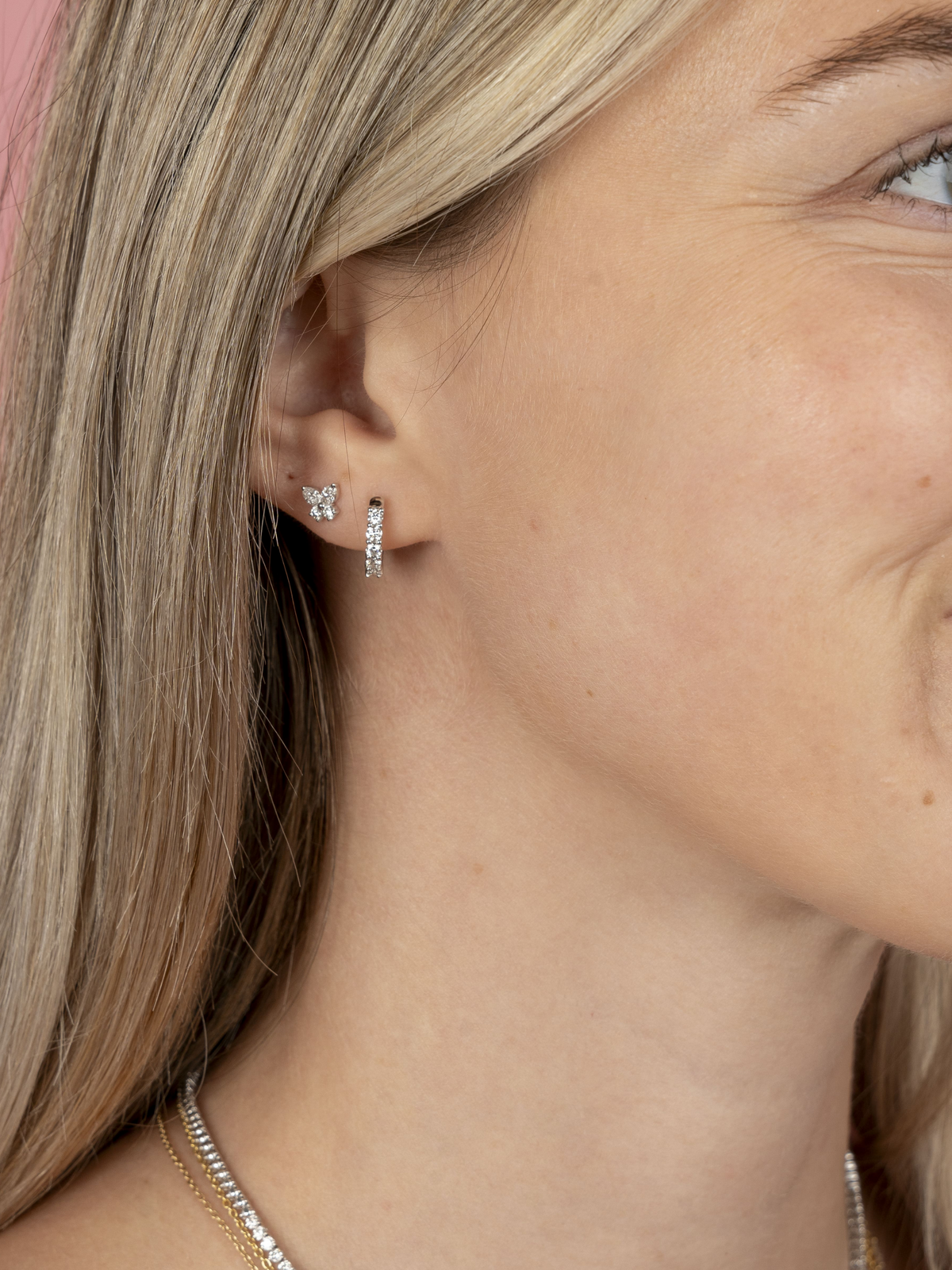 Diamond Butterfly Stud Earring 14K