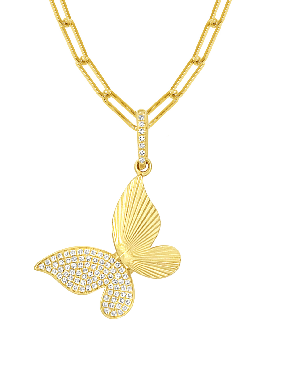 Butterfly Diamond Pendant Necklace 14K