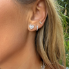 Illusion Heart Stud Earrings 14K