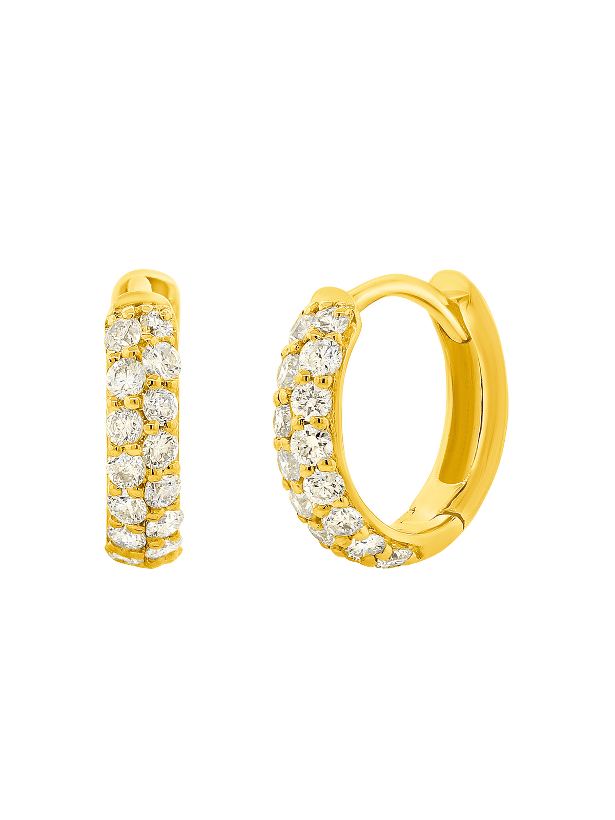 Pave Diamond Huggie Earrings 14K