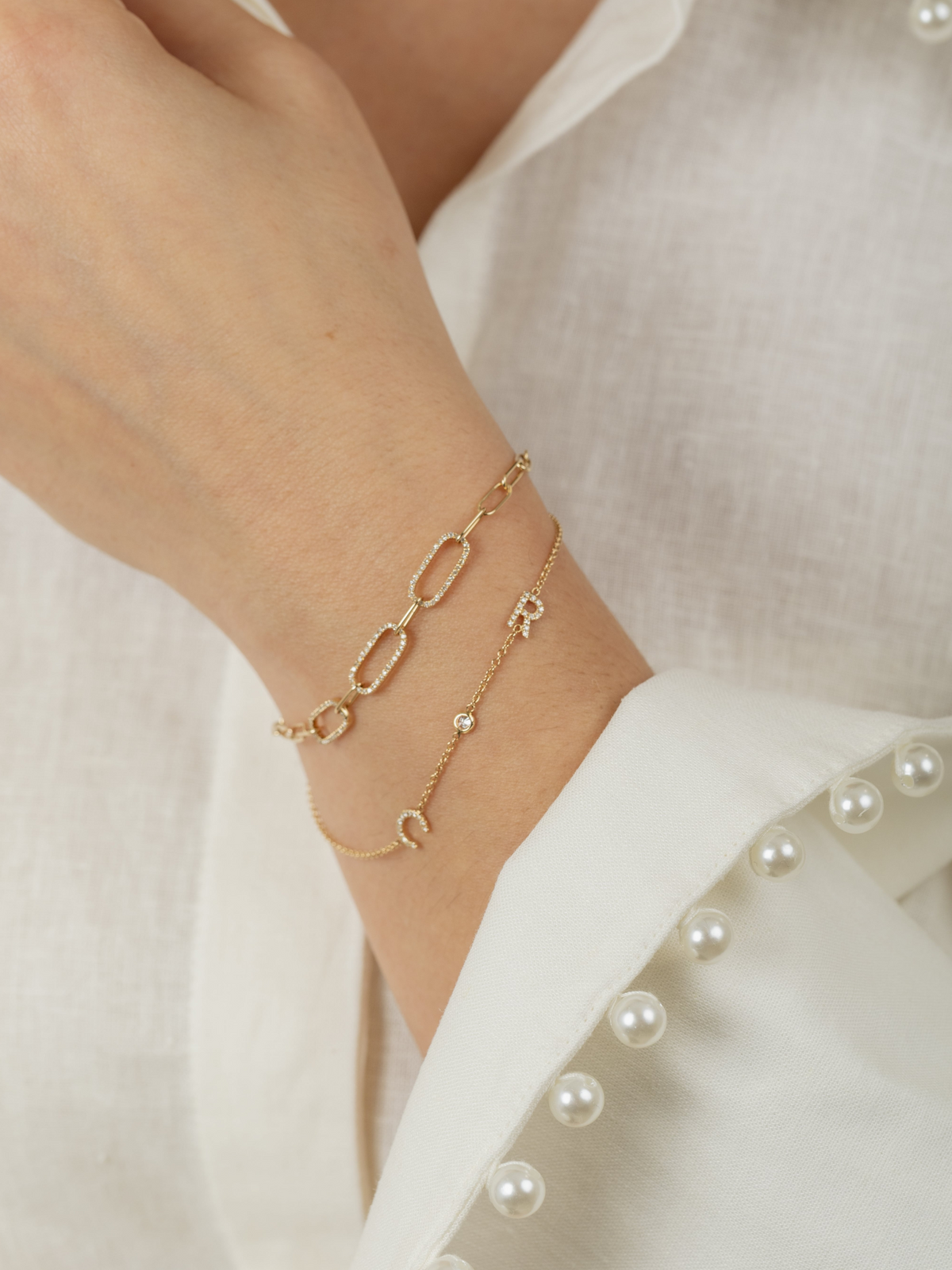 Lisa Diamond Paperclip Bracelet 14K