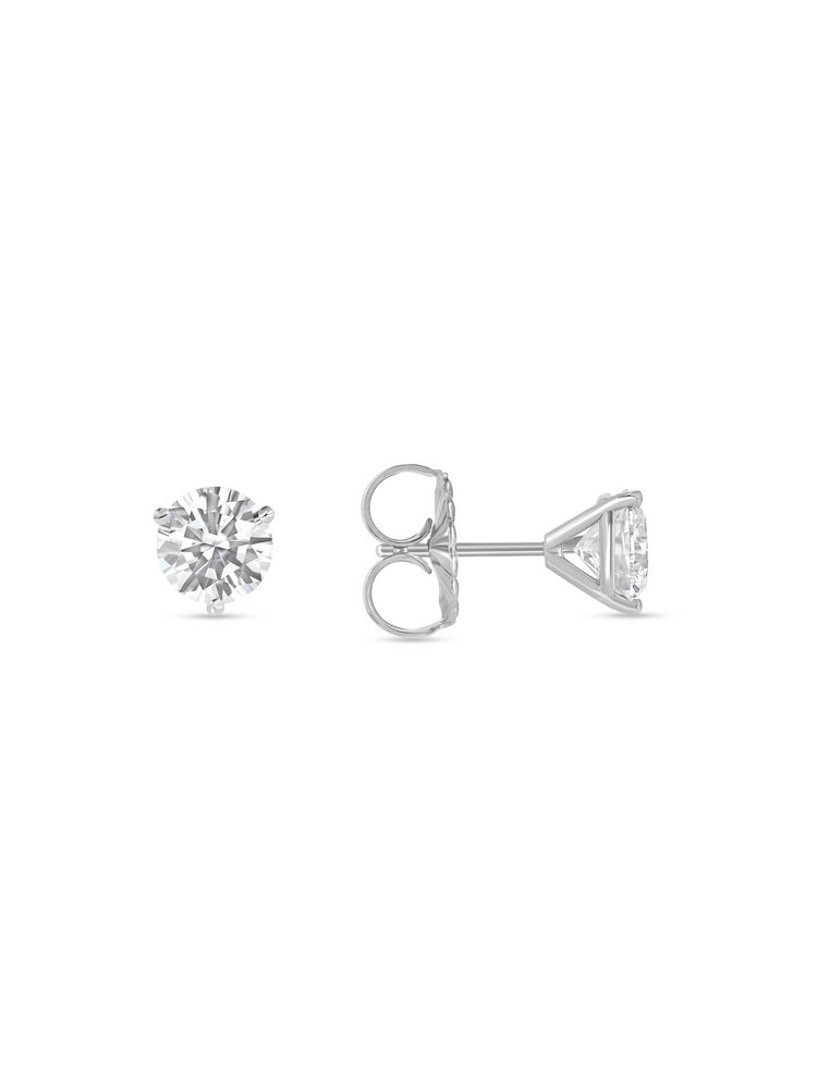 Round Diamond Stud Earrings - Small 14K