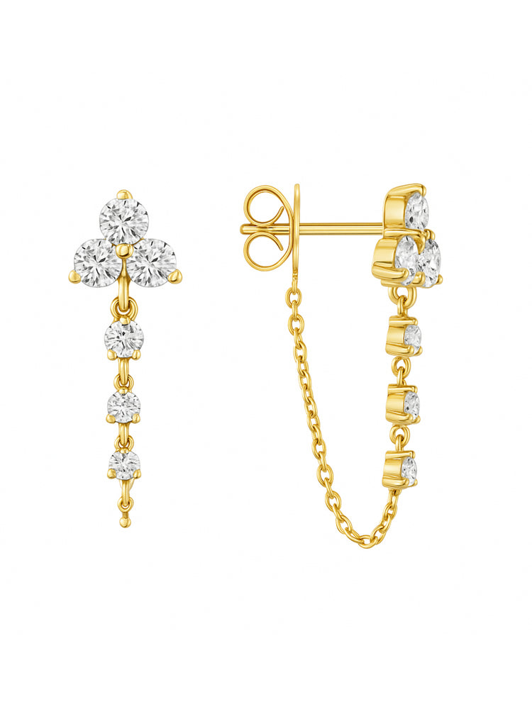 Tory Trio Chain Earrings - Diamond 14K