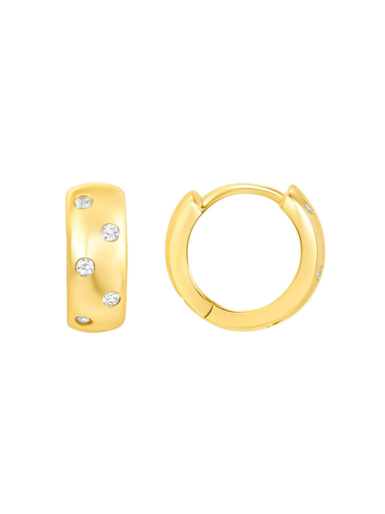 Charlotte Cz Dome Huggie Earrings