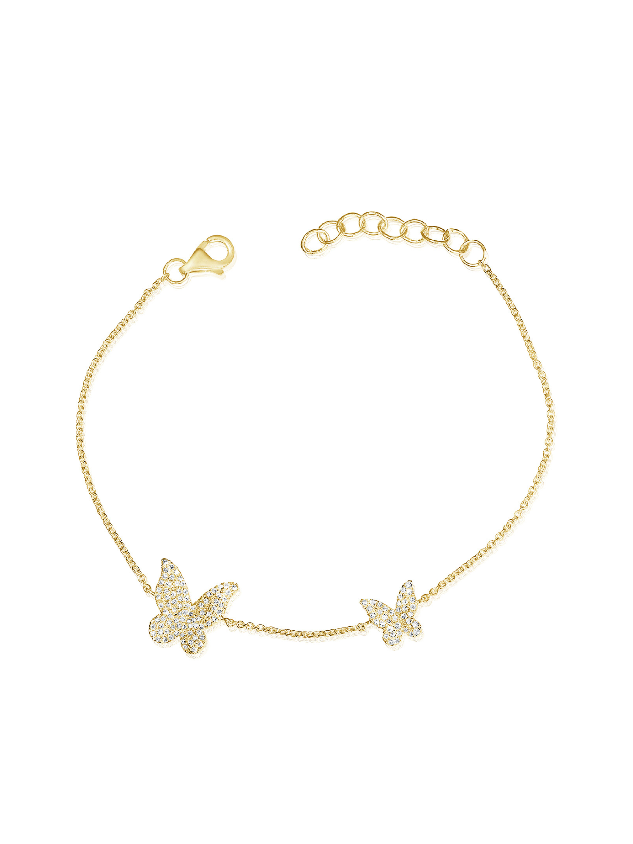 Twin Butterfly Diamond Bracelet 14K