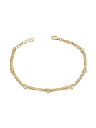 Double Chain Bezel Diamond Bracelet 14K