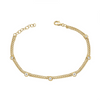 Double Chain Bezel Diamond Bracelet 14K