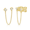 Alex Double Stud Chain Earring 14K