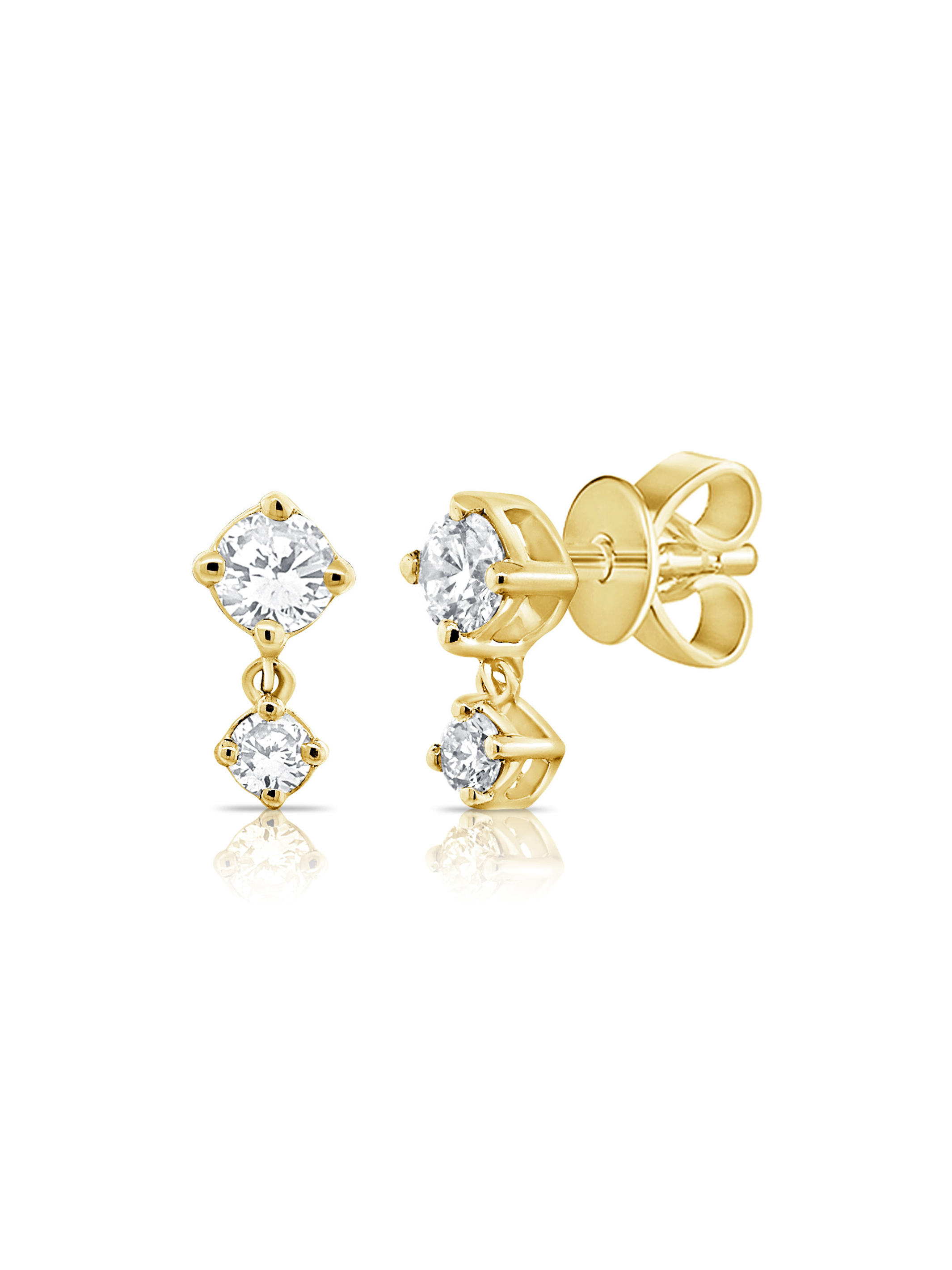 Remi Double Diamond Stud Earrings 14K