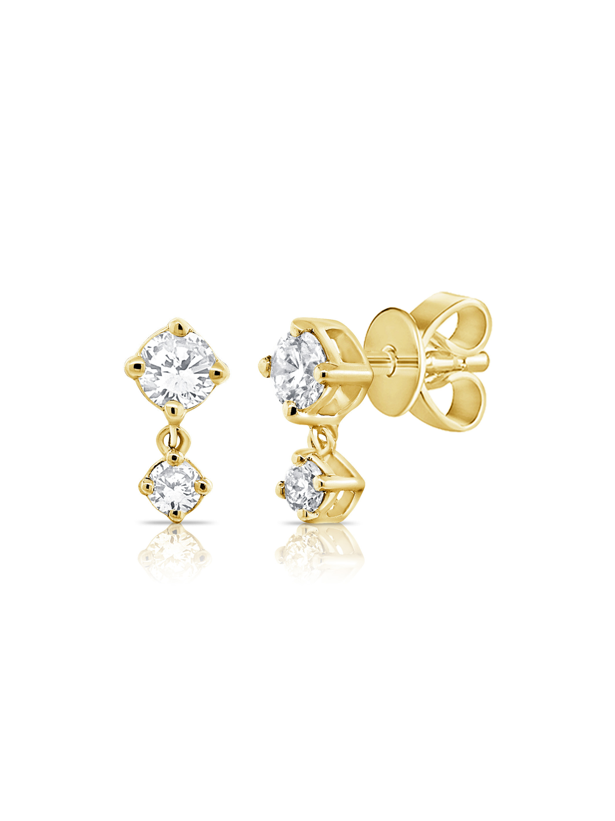 Remi Double Diamond Stud Earrings 14K