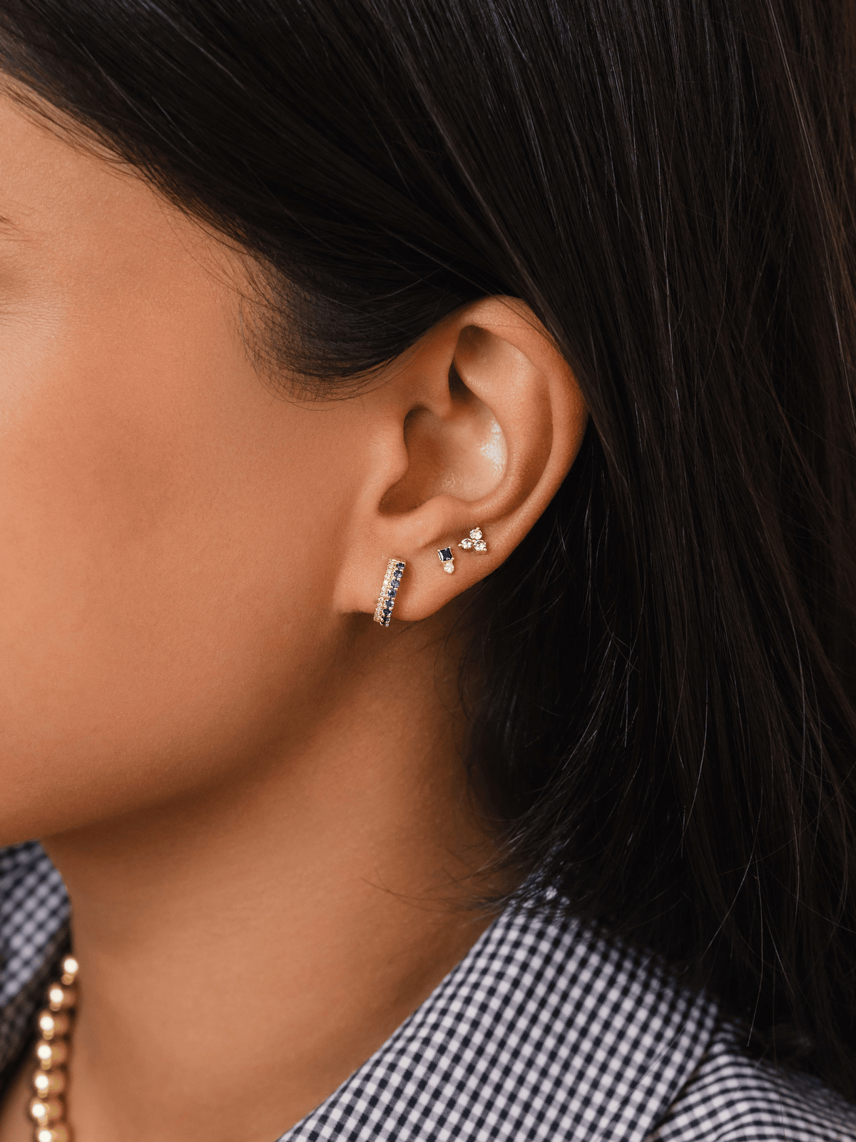 Brittney Stud Earrings - Blue Sapphire 14K