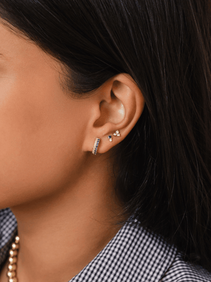 Daphne Double Row Huggie Earrings - Blue Sapphire 14K