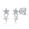 Constellation earrings diamond and 14K white gold on white background