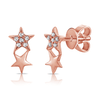 Constellation earrings diamond and 14K rose gold on white background