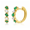 Elizabeth Emerald and Diamond Huggie Earrings 14K