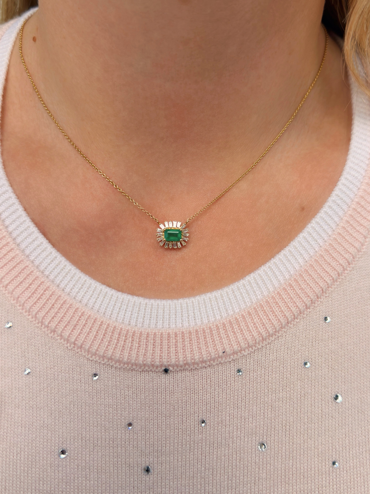 Evelyn Pendant Necklace - Emerald 14K