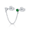 Alex Double Stud Emerald Chain Earring 14K
