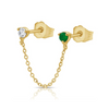 Alex Double Stud Emerald Chain Earring 14K