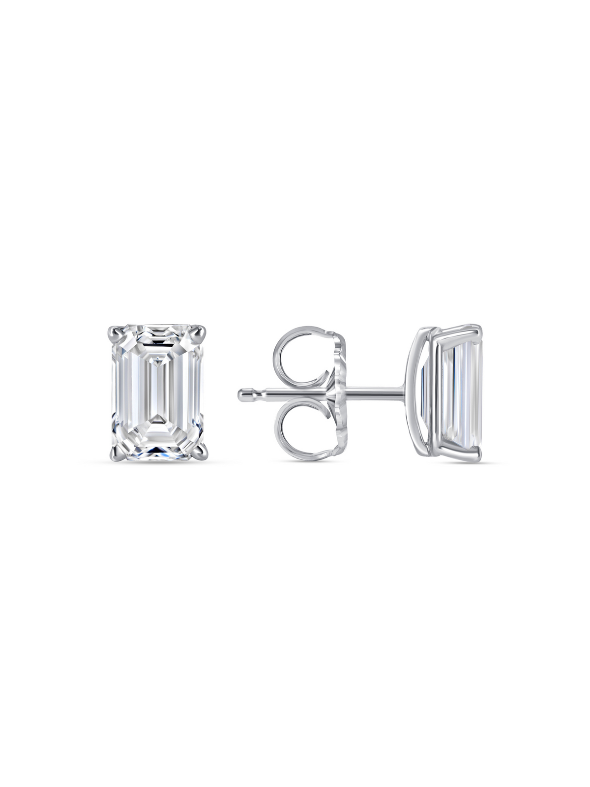 Lab Grown Emerald Cut Diamond Stud Earrings 14K