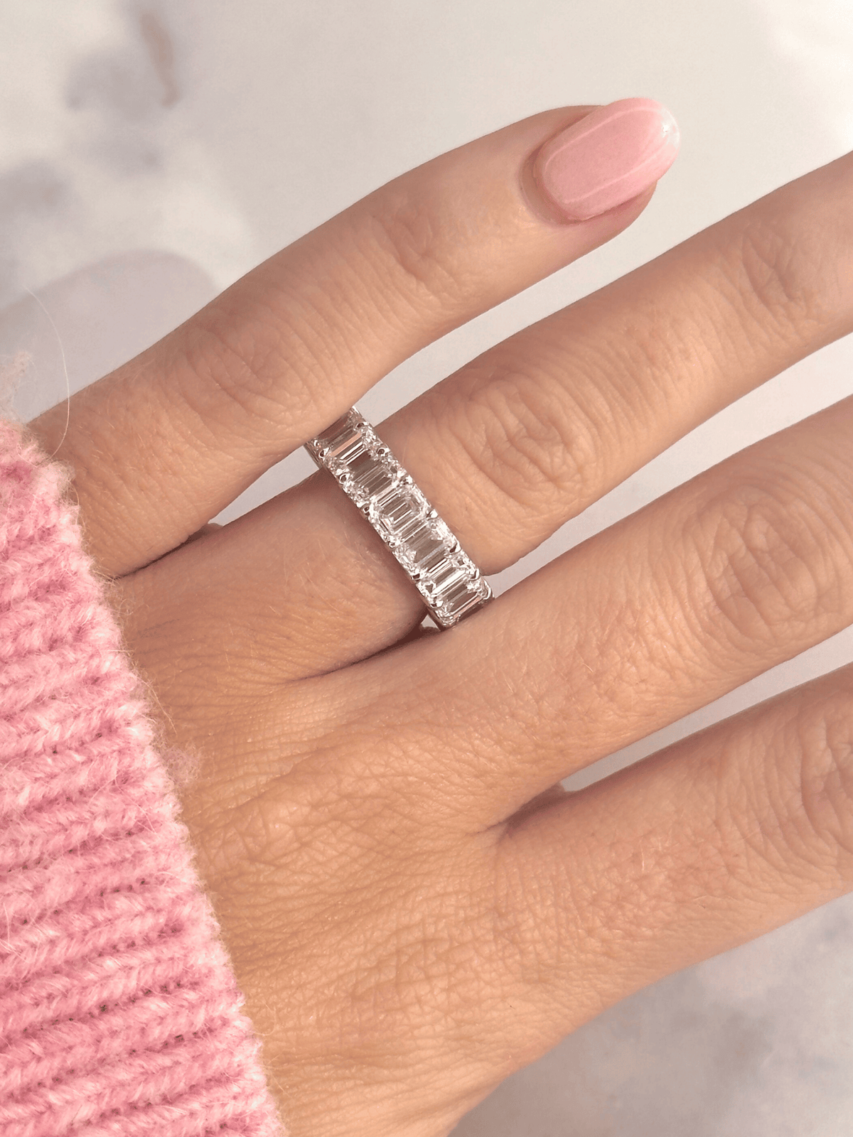 Emerald Cut Eternity Band 14K