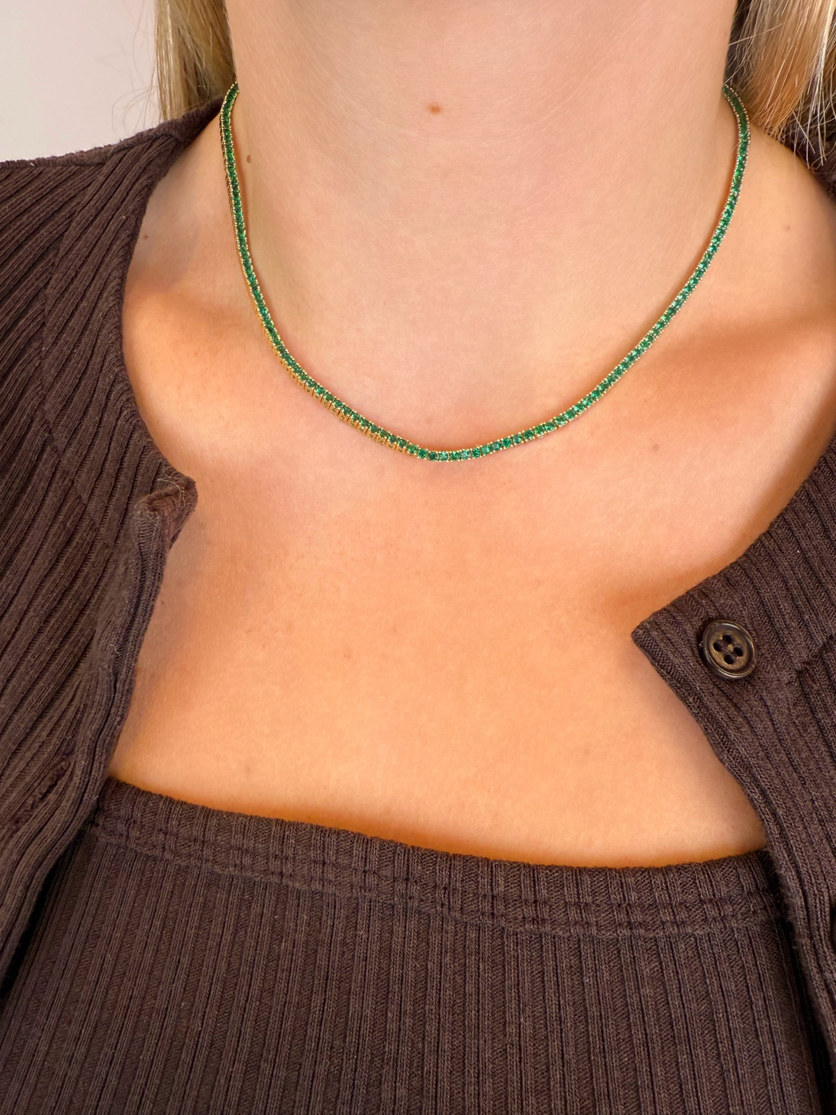 Emerald Cz Tennis Necklace + Bracelet Set