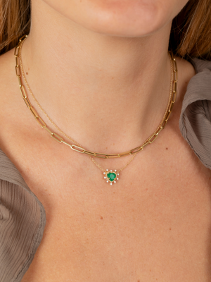 Jasmine Emerald Heart Necklace 14K
