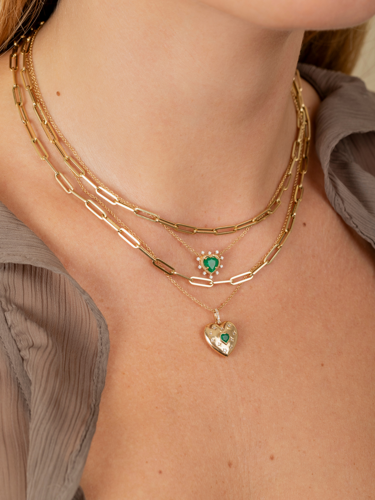 Jasmine Emerald Heart Necklace 14K