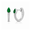 Pear Drop Huggie Earrings - Emerald 14K