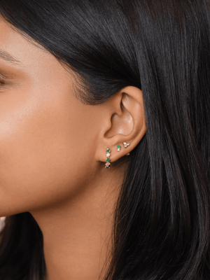 Brittney Stud Earrings - Emerald 14K